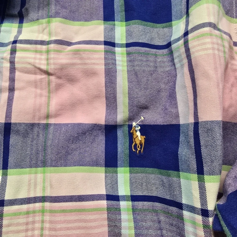 Polo Ralph Lauren Plaid Oxford Long Sleeve Shirt Men Size 2XLT Flesh Pony